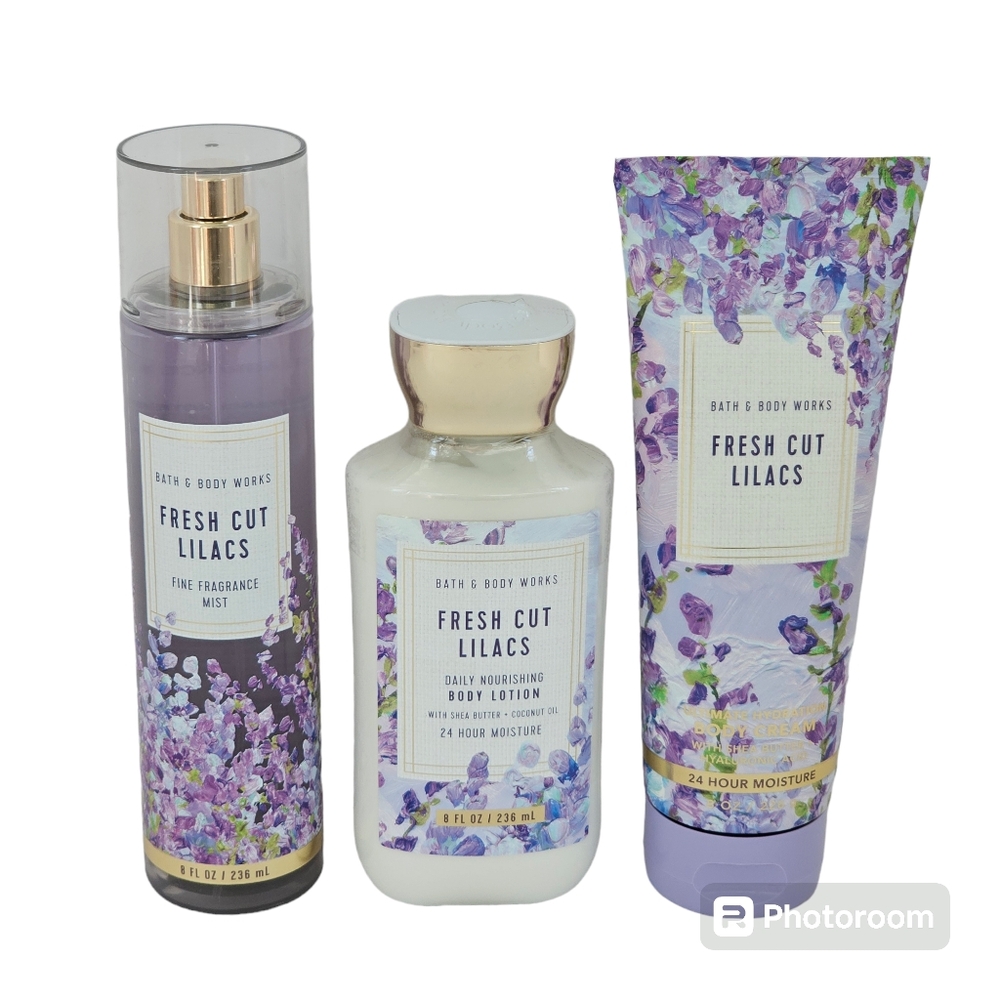 Fresh Cut Lilacs Bath & Body Works Mist Lotion Cream Set of 3
